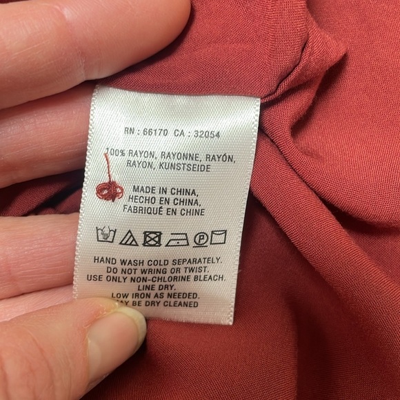 Maeve Anthropologie Bloomsbury Shirt Dress 8 Red Brown Rust Rayon Wrap Tie - Picture 13 of 13